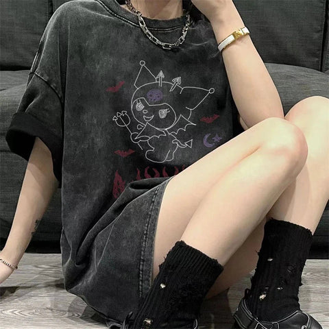 Kawaii Goth T-Shirt for Women Unique Anime Graphic Look