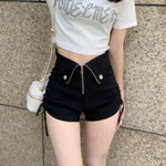 E-Girl Style High Waisted Zipper Shorts