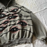 Oversized Gothic Hoodie with Eye Design Dark