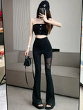 E-Girl flared trousers with high waist &amp; mesh insert