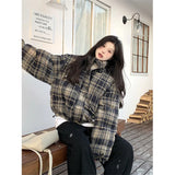 Checked Women's Down Jacket Cropped Puffer