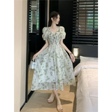 Feminine Fairycore dress with floral pattern for enchanting evening