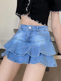 Denim skirt with pockets Comfortable sexy mini skirt for summer