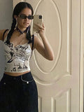 E-Girl Punk Print Sleeveless Ribbed Tank Top for Women