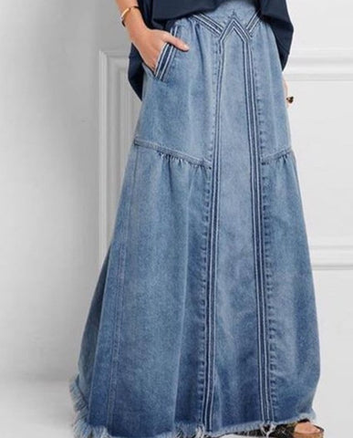 Langer Oversize-Rock E-Girl Denim Jeans für Frauen