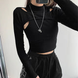 Crop Top-Pullover im Fake-Layered-Look