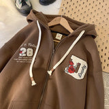 Y2K Kapuzenjacke Zip Letter American Casual Sweater