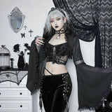 Women Gothic Lace Bell Sleeve Blouse