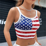 Crop Top USA Flag Backless Form-Fitting Tank Top