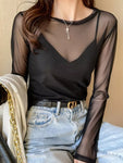 Korean style transparent mesh shirt for women