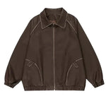 Autumn Grunge Cape Jacket with Oversized Cut in Brown