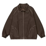 Autumn Grunge Cape Jacket with Oversized Cut in Brown