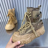 Platform Ankle Boots for Women Lace-up Boots in Autumn 2024