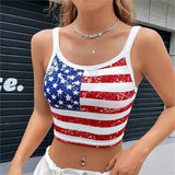 Crop Top USA Flag Backless Form-Fitting Tank Top