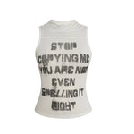 White Y2K Tank Top with Hood Skinny Streetwear for Bold Styles