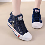 Denim-Sneaker emo patchwork light blue emo style