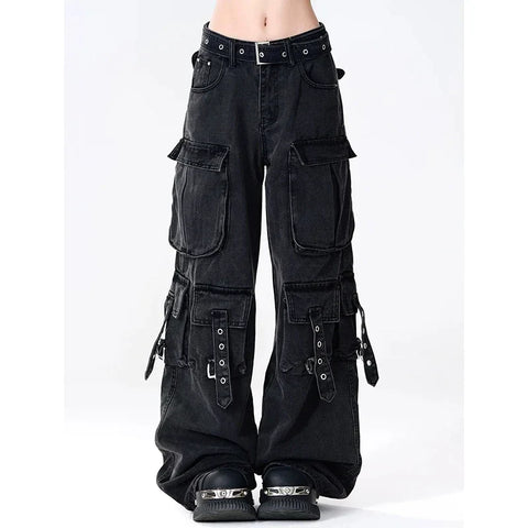 Grunge Mutil-Pocket Cargo Jeans Gyaru Denim