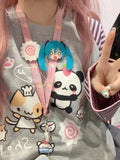 Harajuku Kawaii Hoodie with Stripes & Cartoon Print for Women