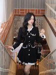 Sweet Soft Girl Dress with Long Sleeves and Belt for Elegant Parties