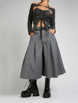 Gothic two-piece with ripped halter top and V-neck shawl