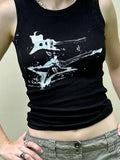 Strapless Crop Top with Guitar Print for a Grungy Look