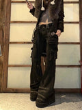 Adjustable Size Harajuku Gyaru Cargo Jeans Dark