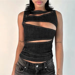 Y3K Sleeveless Round Neck Top with Cut-Outs