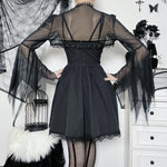 Gothic Short Jacket with Lace and Asymmetrical Sleeves