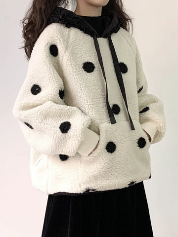 Cozy EGirl Sweater with Dots and Hood