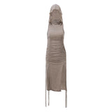 Alluring Fairy Grunge Dress with Hood and Ruffles