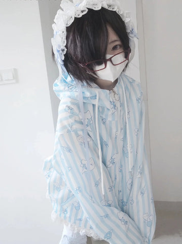 Kawaii watercolor Japanese hooded cloak