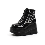 Gothic Spider Print High Heel Ankle Boots