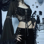 Women Gothic Lace Bell Sleeve Blouse