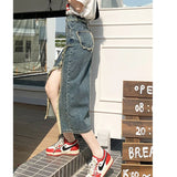 High waist denim skirt with fringes and slit and the Y2K style