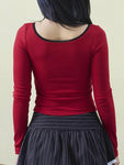 Chic Red Crop Tee with Lace for a Unique Pastel Goth