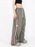 Baggy Trousers Kpop-Fracht-Hose für Frauen mit Kordelzug