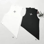 Sleeveless E-Girl knit top with asymmetric star print