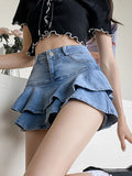 Denim skirt with pockets Comfortable sexy mini skirt for summer