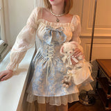 Magical Lolita Dress with Puff Sleeves and Bow Details