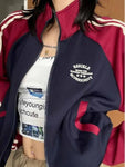 Y2K Vintage Cropped Jacket with Double Zipper