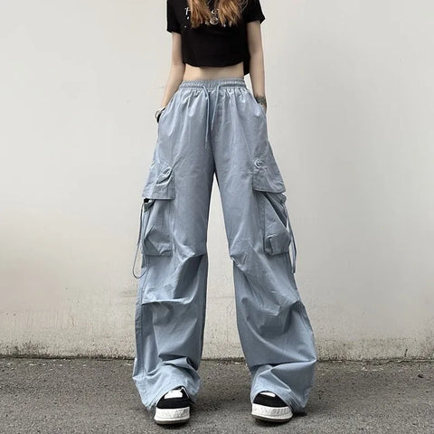 Y2K Cargo Oversize Grau Elastisch Hose