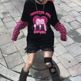 T-Shirt e-girl Langarm rosa und schwarz