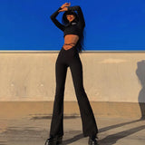 Y2K flared trousers with lace-up in E-Girl style – Sexy &amp; Stretchy