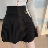 White pleated high waist skirt in K-Pop style