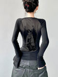 Gothic Net T-Shirt with Angel Print for Stylish Looks