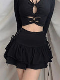 High-waist gothic skirt with bandage design in E-Girl Y2K style