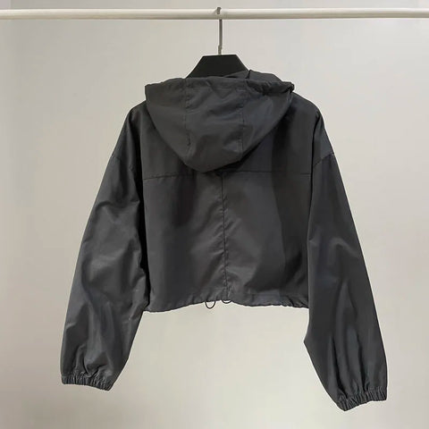 Oversized gorpcore cargo hoodie in black