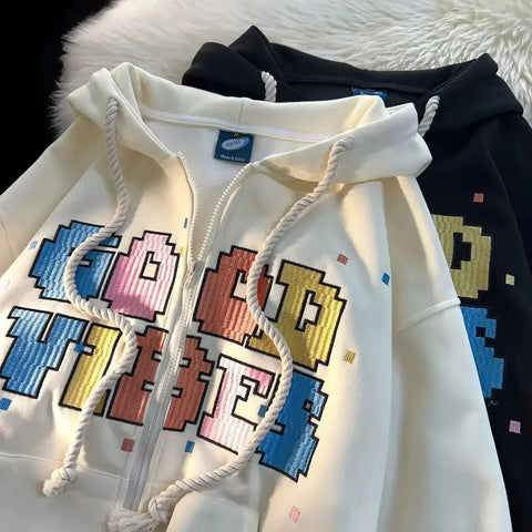 Retro-Pixel-Letter Hoodie in Y2K Style