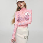 Y2K Lace-Top with Embroidered Logo 0