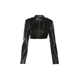 Black Short Gothic Leather Jacket for Women